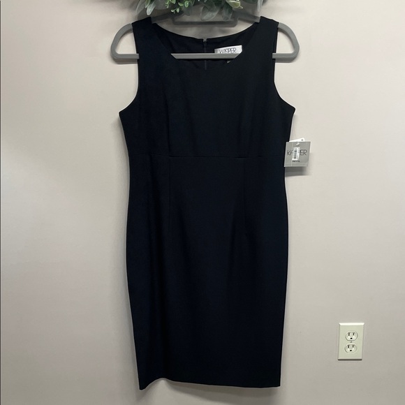 NWT Kasper Black Sleeveless Lined Sheath Dress 8P - Picture 1 of 16